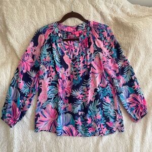 Lilly Pulitzer Pink and Blue Floral Blouse